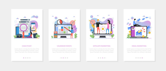 Vector mobile banner concept business marketing, set