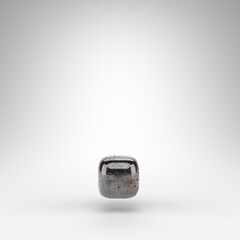 Period symbol on white background. Rusty metal 3D sign with oxidized texture.