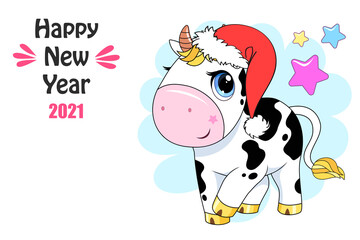 Vector Ox. Hand drawn cute cow.