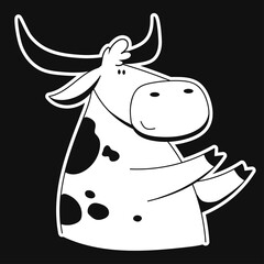 Vector Ox. Hand drawn cute cow.
