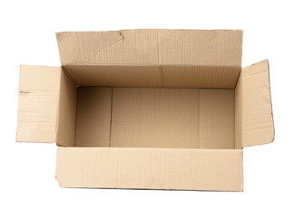 open cardboard rectangular box made of corrugated brown paper