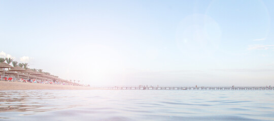 Naklejka premium long piers at red sea, sharm el sheikh beach