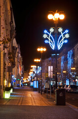 Fototapeta na wymiar Holiday decorations of Prikope street in Prague. Czech republic