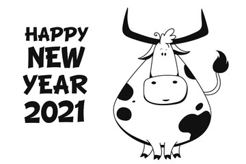 Vector Ox. Hand drawn cute cow