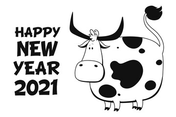 Vector Ox. Hand drawn cute cow