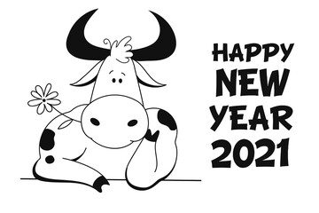 Vector Ox. Hand drawn cute cow