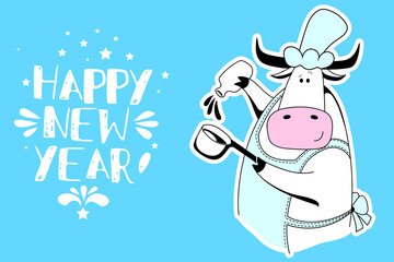 Vector Ox. Hand drawn cute cow