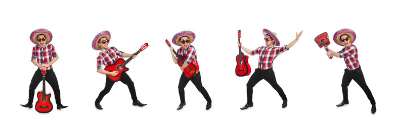 Fototapeta premium Funny mexican with sombrero in concept