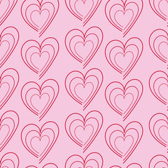 Obraz na płótnie Canvas vector seamless pattern for Valentine's day with red hearts on a red background
