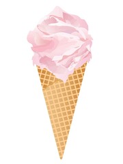 コーンに入ったピンクのジェラート