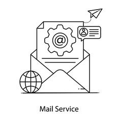 
Conceptual icon of mail service, gear inside received letter 
