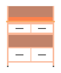 A chest of drawers for medical manipulations and storage of necessary items. Furniture for a medical office. Wooden cabinet with drawers and place for the baby on top. Doctor s office interior element