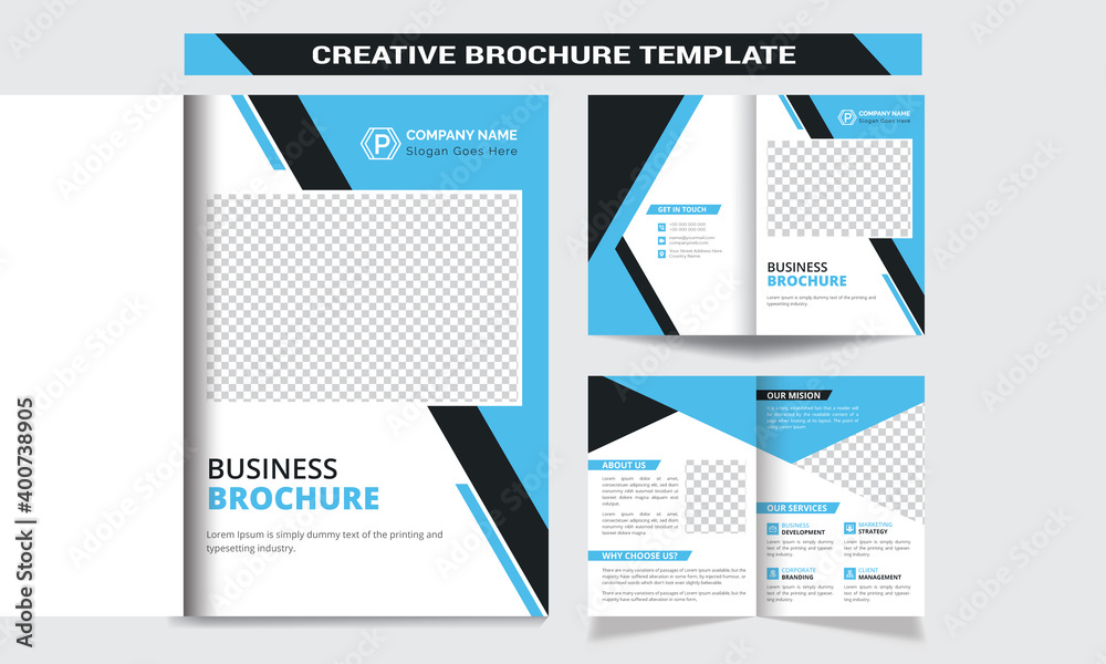 Wall mural business bifold brochure. creative bi-fold brochure design. corporate brochure template with modern,