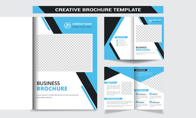 Business bifold brochure. Creative bi-fold brochure design. Corporate brochure template with modern, minimal and abstract design in A4 format.
