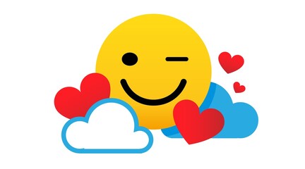 Face icons Emoji, heart emotions. Care. User experience happy. Love eyes emoticons.Vector Isolated flat illustration