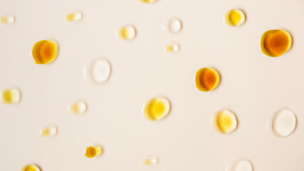 Drops of assorted vegetable oils for a healthy diet