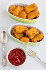 Chicken Nuggets with Tomato Ketchup Vertical Photo