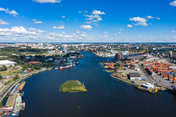 Fototapeta premium Aerial view of the port in Kaliningrad, Russia
