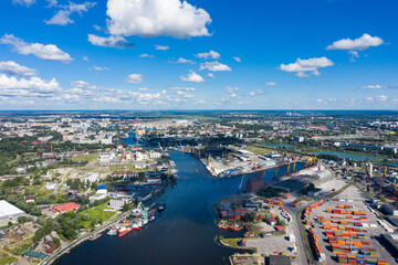 Obraz premium Aerial view of the port in Kaliningrad, Russia