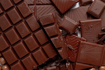 chocolate pieces on white