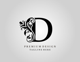 Luxury Monogram Letter D logo design, elegant floral ornate alphabet design vector.