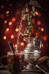 Still life- selective focus. Dark background and bokeh