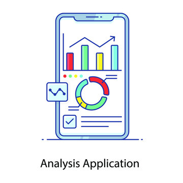 
Analysis application flat outline concept icon, identify software exposure 
