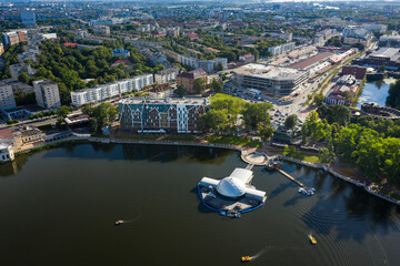 Aerial view of the Upper Lake in Kaliningrad, Russia