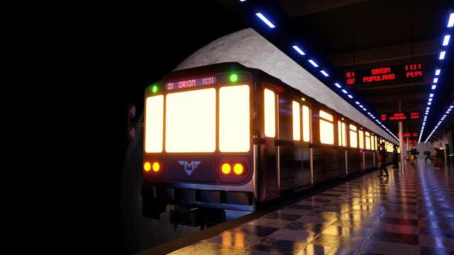 Seamless Loop Moon Train Station to Orion Galaxy while People Dance in the train station Trippy Beautiful VJ Colorful Hypnotizing Universe