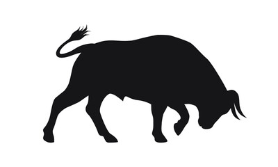 Fototapeta na wymiar Bull graphic icon. Bullock black sign isolated on white background. Ox symbol. Vector illustration