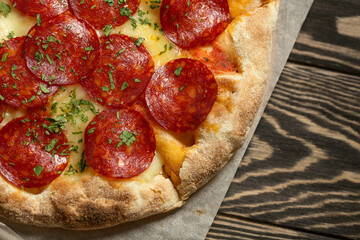 Traditional italian pizza Alla Diavola