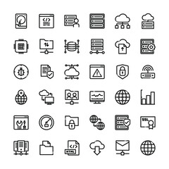 Web Hosting Icon Pack. Line Style Icons.