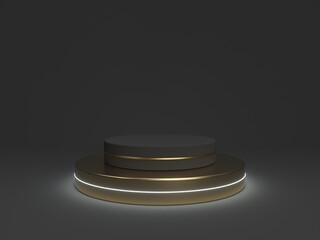 Black podium abstract minimal scene. Mock up for product presentation. 3d render illustration.