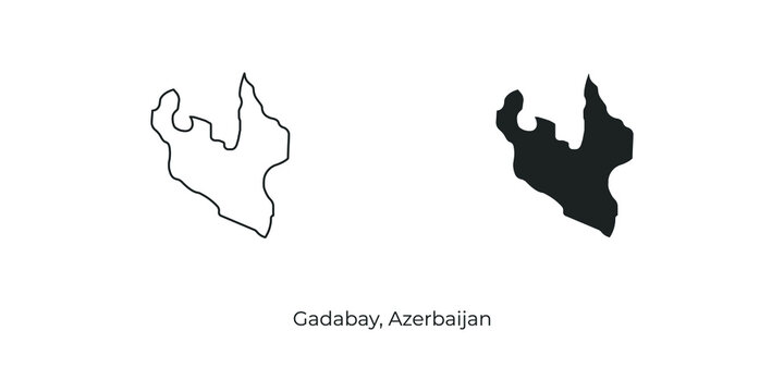 Simple vector illustration of map Gadabay, Azerbaijan. Linear and filled style Gadabay map vector illustration