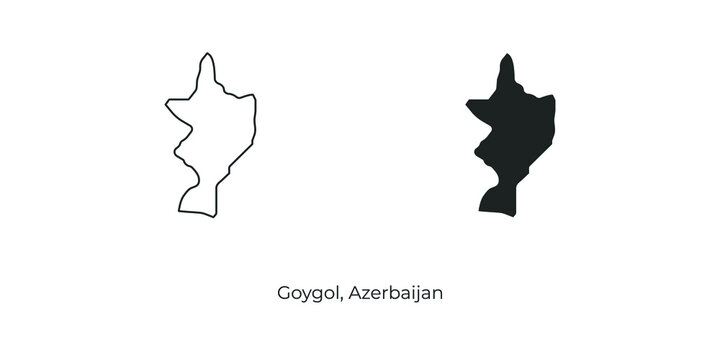 Simple vector illustration of map Goygol, Azerbaijan. Linear and filled style Goygol map vector illustration