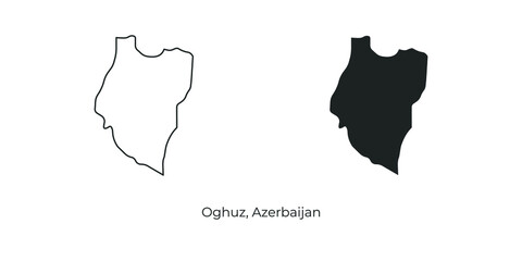 Simple vector illustration of map Oghuz, Azerbaijan. Linear and filled style Oghuz map vector illustration