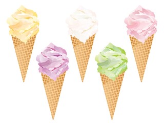 コーンに入ったジェラートのセット