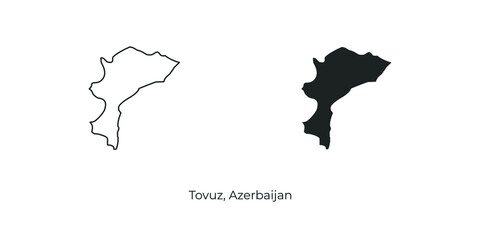 Simple vector illustration of map Tovuz, Azerbaijan. Linear and filled style Tovuz map vector illustration
