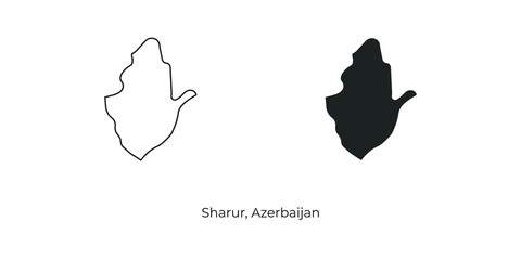 Simple vector illustration of map Sharur, Azerbaijan. Linear and filled style Sharur map vector illustration