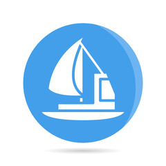 ship, boat, yacht in blue circle background vector	
