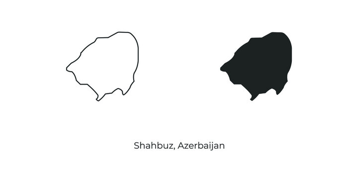 Simple vector illustration of map Shahbuz, Azerbaijan. Linear and filled style Shahbuz map vector illustration