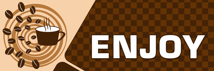 Enjoy Coffee Concept Brown Rounded Squares Horizontal
