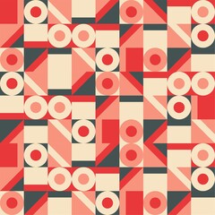 Beautiful of Colorful Seamless Pattern with Circles and Square, Repeated, Abstract, Illustrator Pattern Wallpaper. Image for Printing on Paper, Wallpaper or Background, Covers, Fabrics