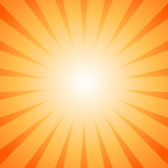 Obraz premium Sunlight rays background. Bright orange color burst background. Vector illustration.