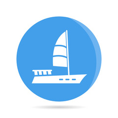 ship, boat, yacht in blue circle background vector	
