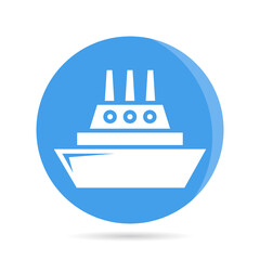 ship, boat, yacht in blue circle background vector	
