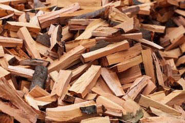 Preparation of firewood for the winter. firewood background