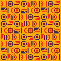 Beautiful of Colorful Circle, Half Circle and Triangle, Repeated, Abstract, Illustrator Pattern Wallpaper. Image for Printing on Paper, Wallpaper or Background, Covers, Fabrics