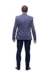 Full length portrait of businessman standing back