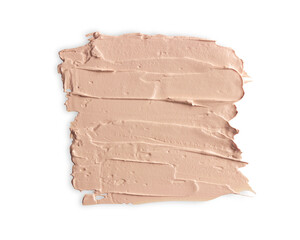 Foundation smeared isolated on white background, swatch face cosmetics.